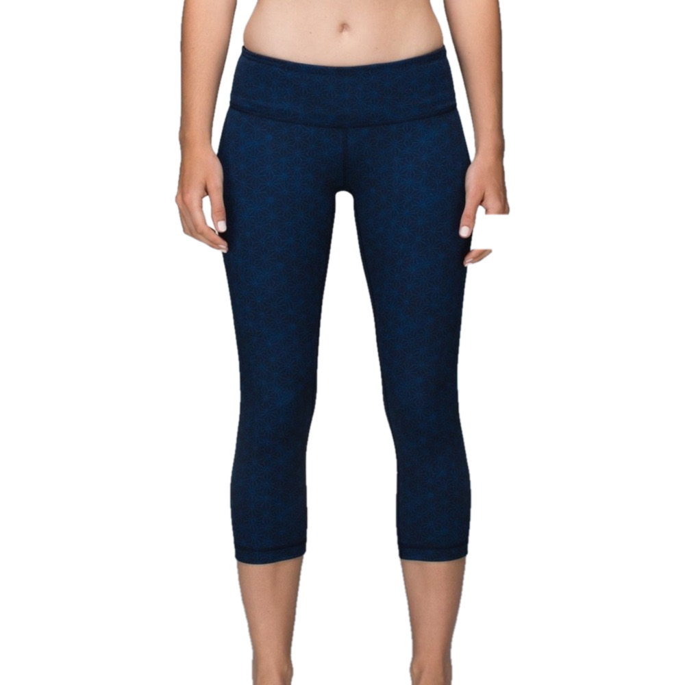 Lululemon Size 6 Sashico Star Navy Blue Patterned Leggings Inseam 21”
